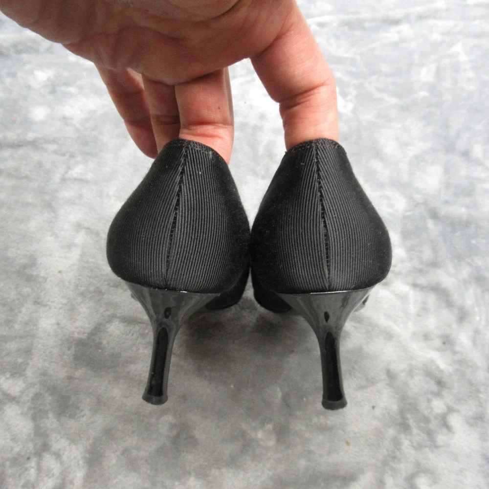 Salvatore Ferragamo Womens 4.5 B Black Pointed‎ Toe Bow Stiletto Heels Pumps